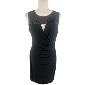 Lauren Ralph Lauren Black Sleeveless Sequin Sheath Dress Party Cocktail Size 12